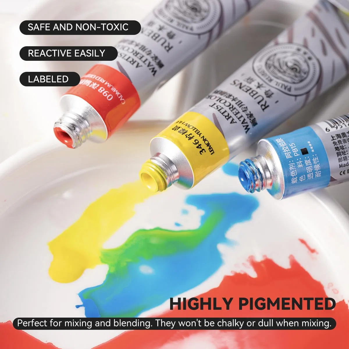 Paul Rubens Set di colori ad acquerello, 24 colori vivaci, tubetti da 12 ml, forniture artistiche per adulti, artisti e principianti