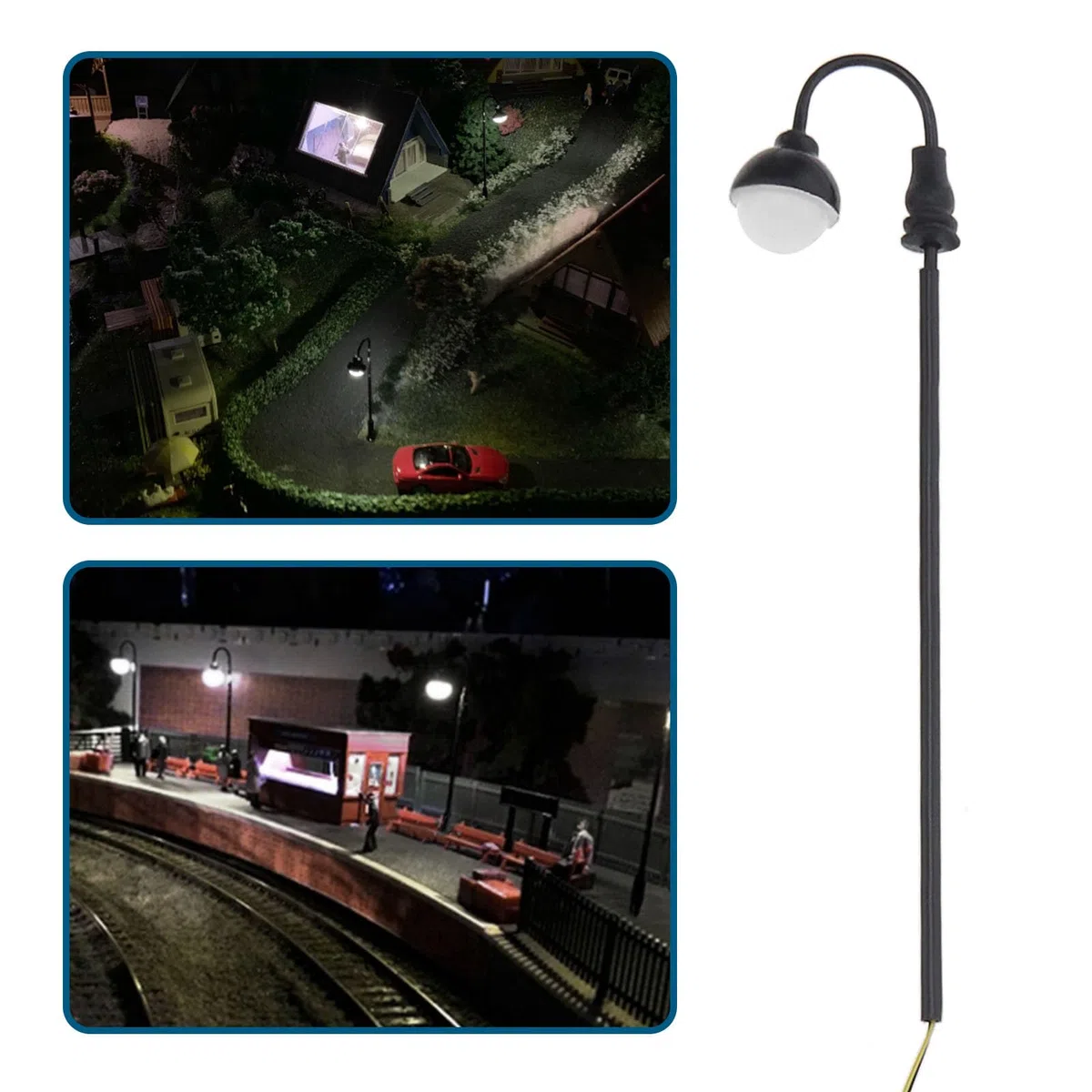 10 Pezzi 1:100 Modello di Treno Ferroviario Lampada Colonna LED Lampione Stradale 3 V 77 Mm Compatibile con Ho Scala Compatibile con OO Scala Luce Bianca Calda