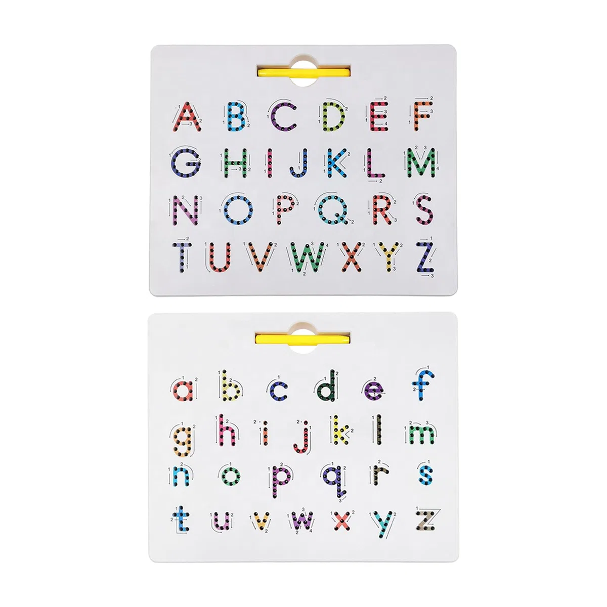 Lavagna magnetica con lettere su entrambi i lati, per giochi di apprendimento 2 in 1, in ABS da 12,2 pollici, tappetino per tablet con perline magnetiche, giocattolo per esercitarsi a scrivere a