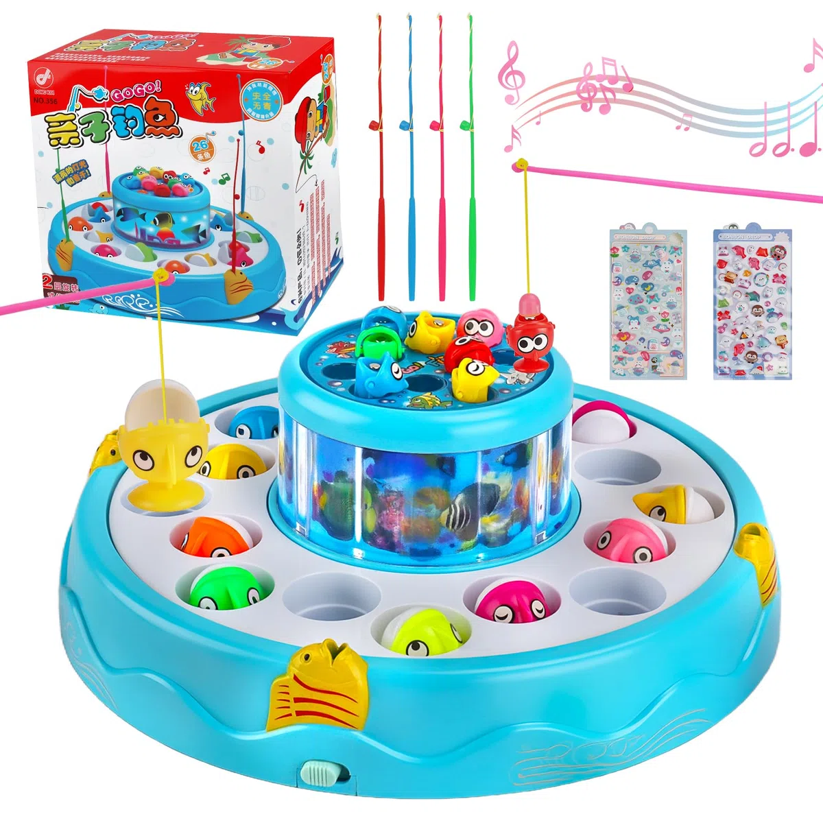Montessori Giochi 2 3 4 5 Anni,Gioco di Pescai Magnetico con Musica e Luci,26 Pesciolini e 4 Canna da Pesca,Giochi Bambino Gioco Pesca Bambini Educativo Interattivi Regalo per Ragazzo Ragazza