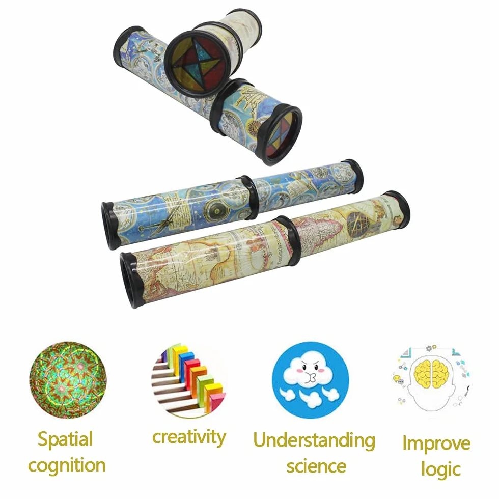 Caleidoscopi, Caleidoscopio Mondo Classico Giocattolo Educativo Bambini Caleidoscopi Pedagogici Girevole Estensibile per Bambini