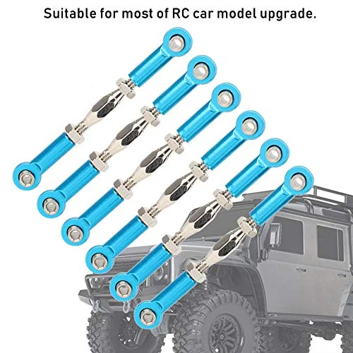 Tbest RC Pull Rod, 6 Pezzi servo Link Regolabili Tirante Tirante in Lega di Alluminio tiranteria Set di tiranti per RC Hobby Modello di Auto(Blu)