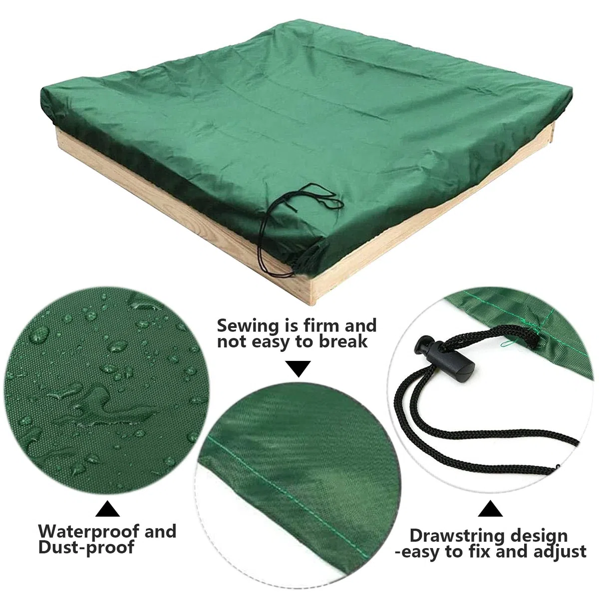 JOKILY Copertura impermeabile per sabbiera, telo di copertura per sabbiera, copertura per sabbiera, resistente alla polvere, con cordoncino, copertura per sabbiera per sabbiera, piscina, terrazzo