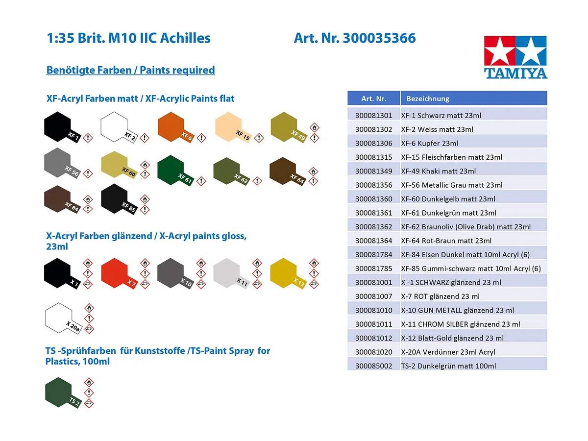 TAMIYA 35366 Militare 35366-1:35 British M10 IIC Achille, modellismo, kit di costruzione in plastica, non verniciato