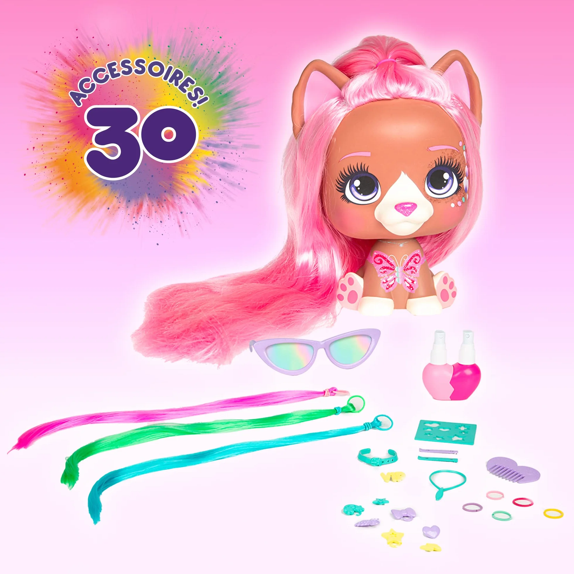 VIP PETS Mega Pet Nyla | Bambola da acconciare con fluenti capelli extra lunghi facili da pettinare e acconciare con +30 Accessori per acconciare e colorare i capelli - Per bambini dai 3 anni in su
