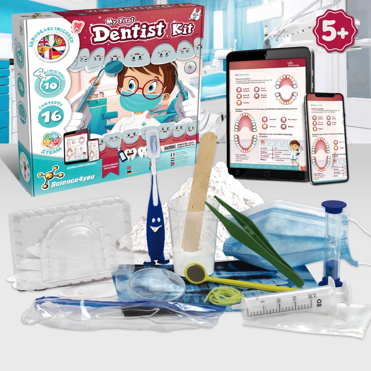 Science4you Il Mio Primo Kit da Dentista - Kit Dottoressa dei Denti, Gioco di Dottoressa Bambina e Bambino, Valigetta del Dottore con attività per Bambini, Giochi, Regalo per Bambino e Bambina 5+ anni