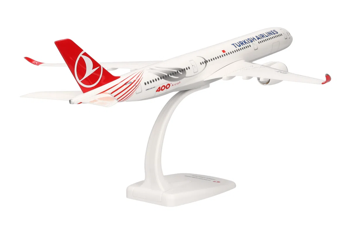 Herpa modello di aereo Turkish Airlines Airbus A350-900 "400th", in scala 1:200 - Snap-Fit, pezzo da collezione, miniatura deco, statuetta con supporto in plastica