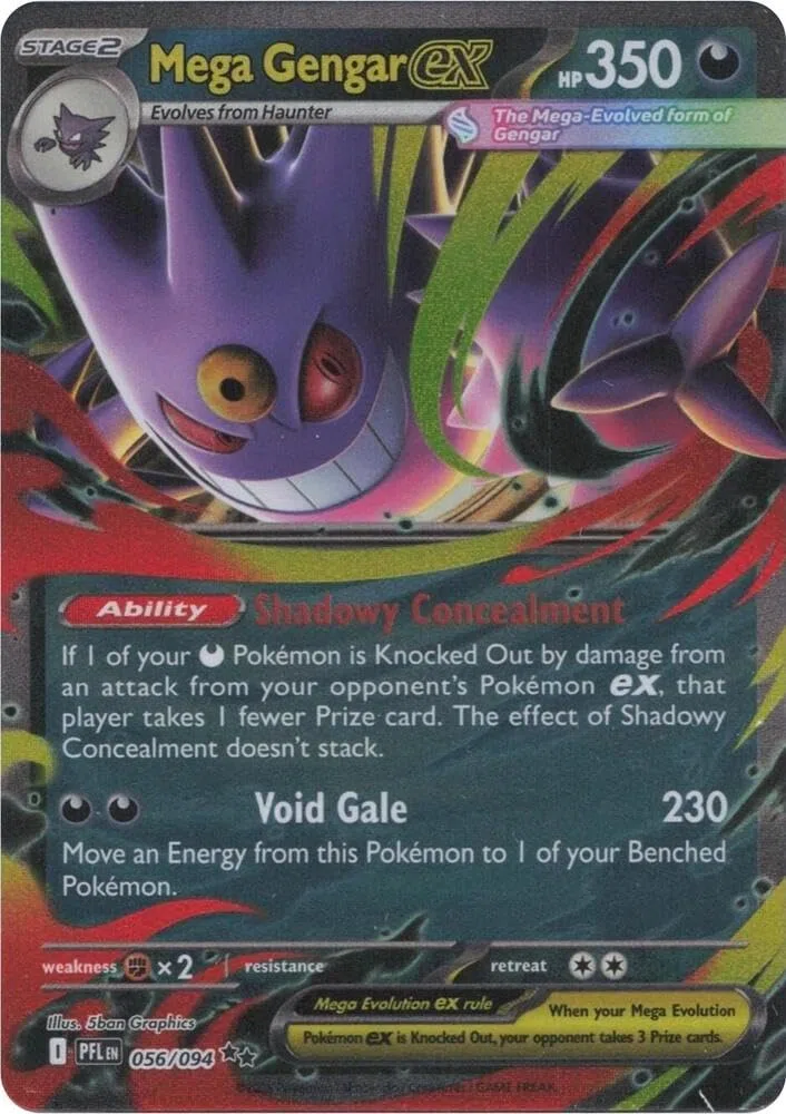 Pokemon - Mega Gengar ex - 056/094 - ME02: Phantasmal Flames (PFL) – doppia rara – carta singola