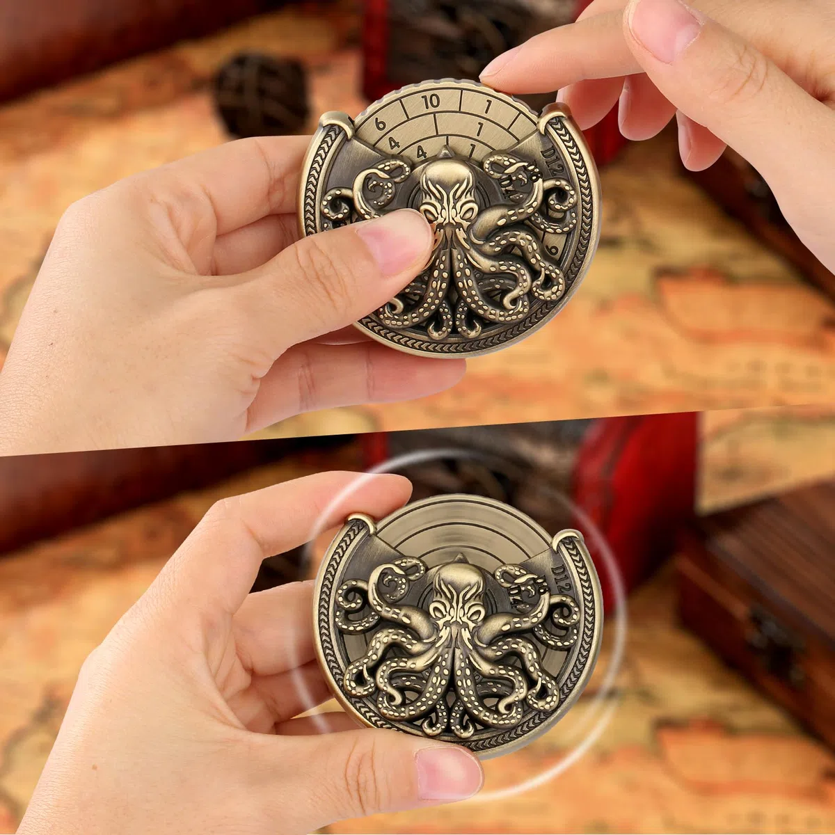 Set di dadi per D&D, set di dadi metallici 7 in 1, con giroscopio a punta di dita, set di dadi per roulette e polpi, set di dadi per D&D, regali di D&D con confezione regalo, accessori per giochi di