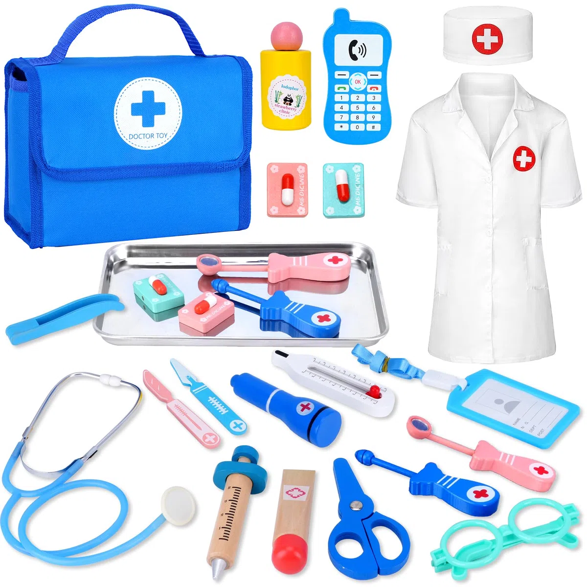 Valigetta Dottore Bambini, kit Dottoressa Bambina , Kit Medico Giocattolo bambina con Stetoscopio, Kit Dottore Bambino,Gioco di Ruolo per Ragazze e Ragazzi di 3, 4, 5Anni