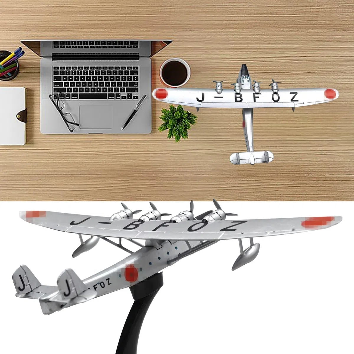 1:300 Japan Airlines J-BFOZ Modello di aeroplano in lega di metallo pressofuso con espositore, nessuna colla richiesta, da collezione for gli appassionati di aviazione, perfetto espositore