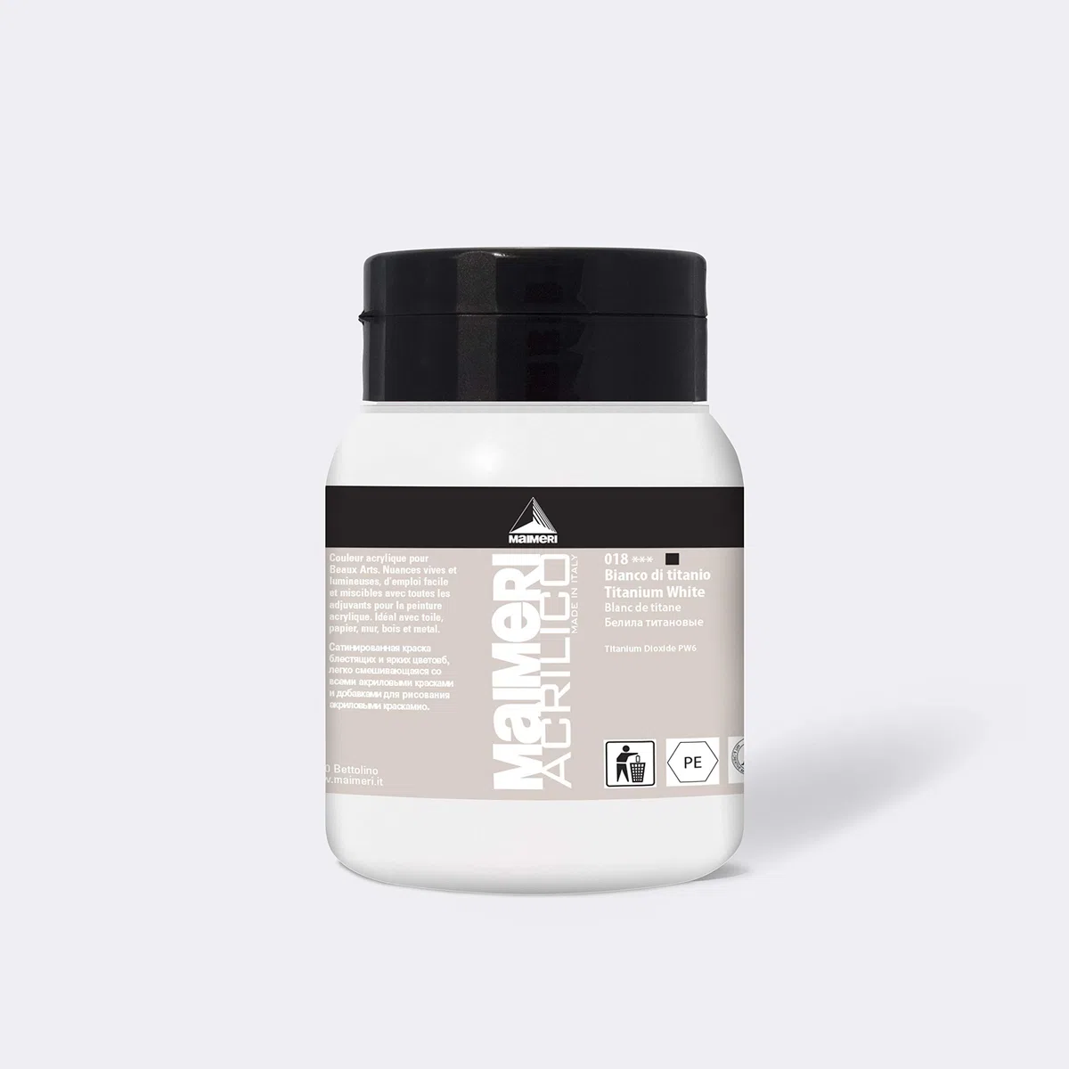 MAIMERI ACRILICO 500 ml, Feine Künstleracrylfarbe, Farbton Titanweiß