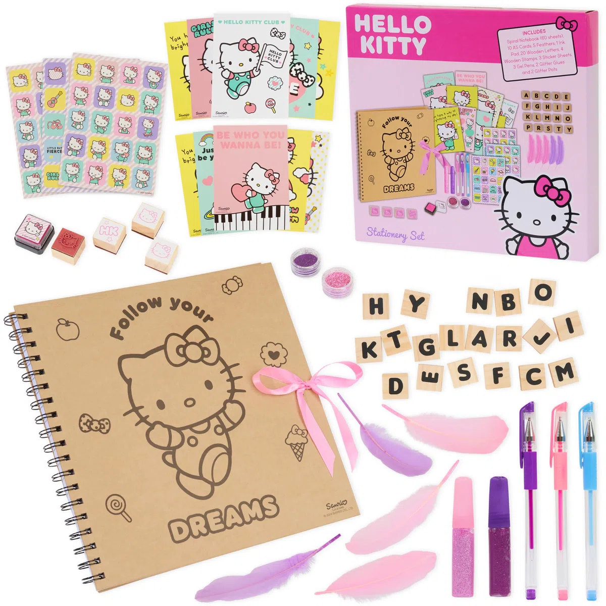 Hello Kitty Sanrio Scrapbooking Kit Bambina Set Arte con Scrapbooking Accessori Kawaii Giornale Adesivi Francobolli Penne Gel Anime Regalo Ragazza
