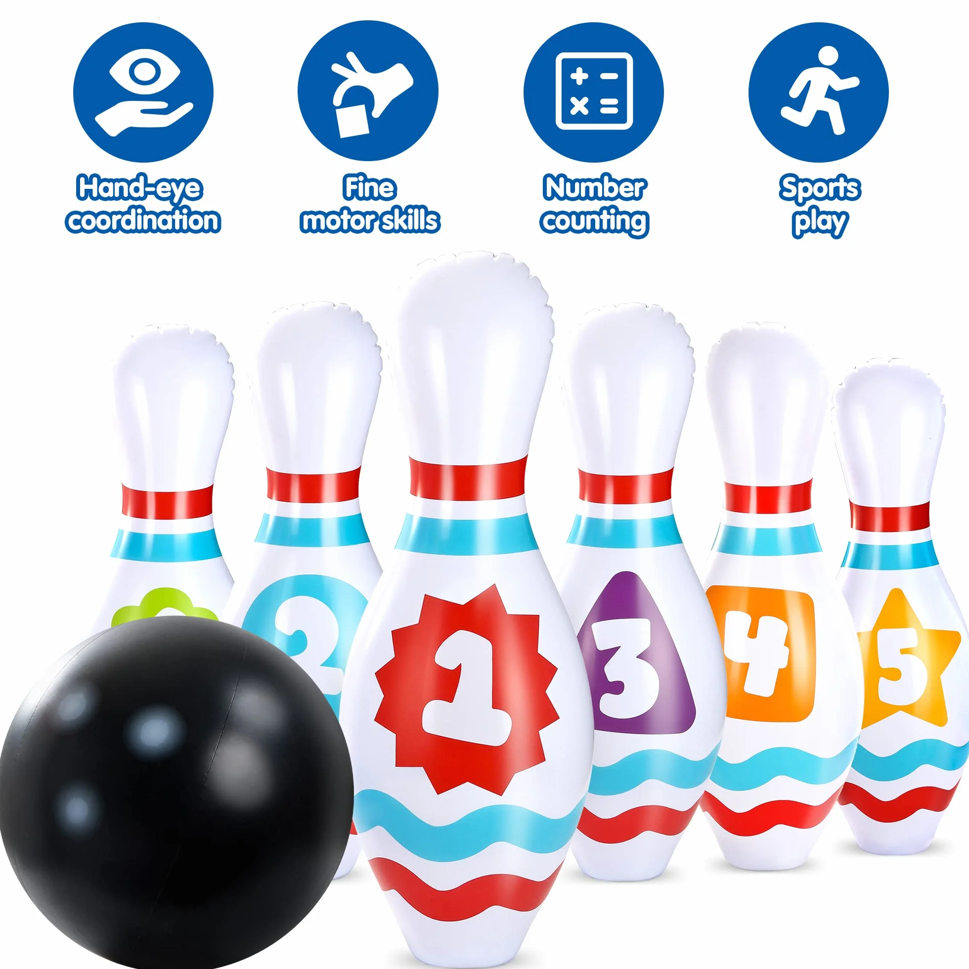 JOYIN Giant Inflatable Bowling Set for Kids and Adults, Christmas Birthday Party Games, Kids Education Motor Skills Toys