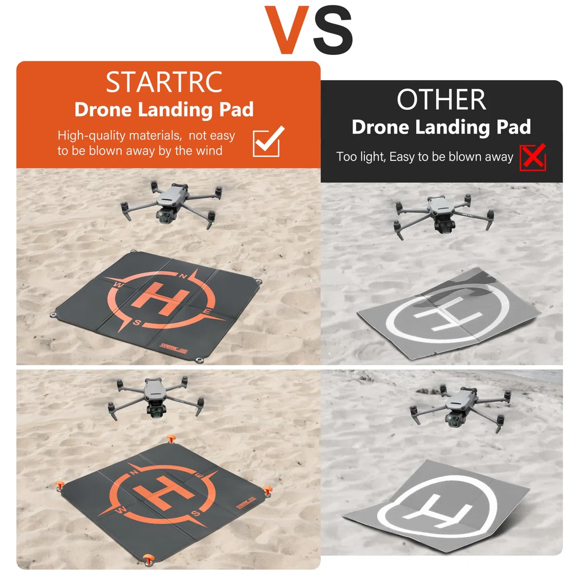 STARTRC Drone Landing Pad,65cm(25”) Portatile Universale Pieghevole Veloce Helipad Tappeto di atterraggio per DJI Air 2S,Mavic Air 2,Mavic Mini 2,Mavic 2 Pro/Zoom,Phantom 4/3,DJI FPV,Holy Stone