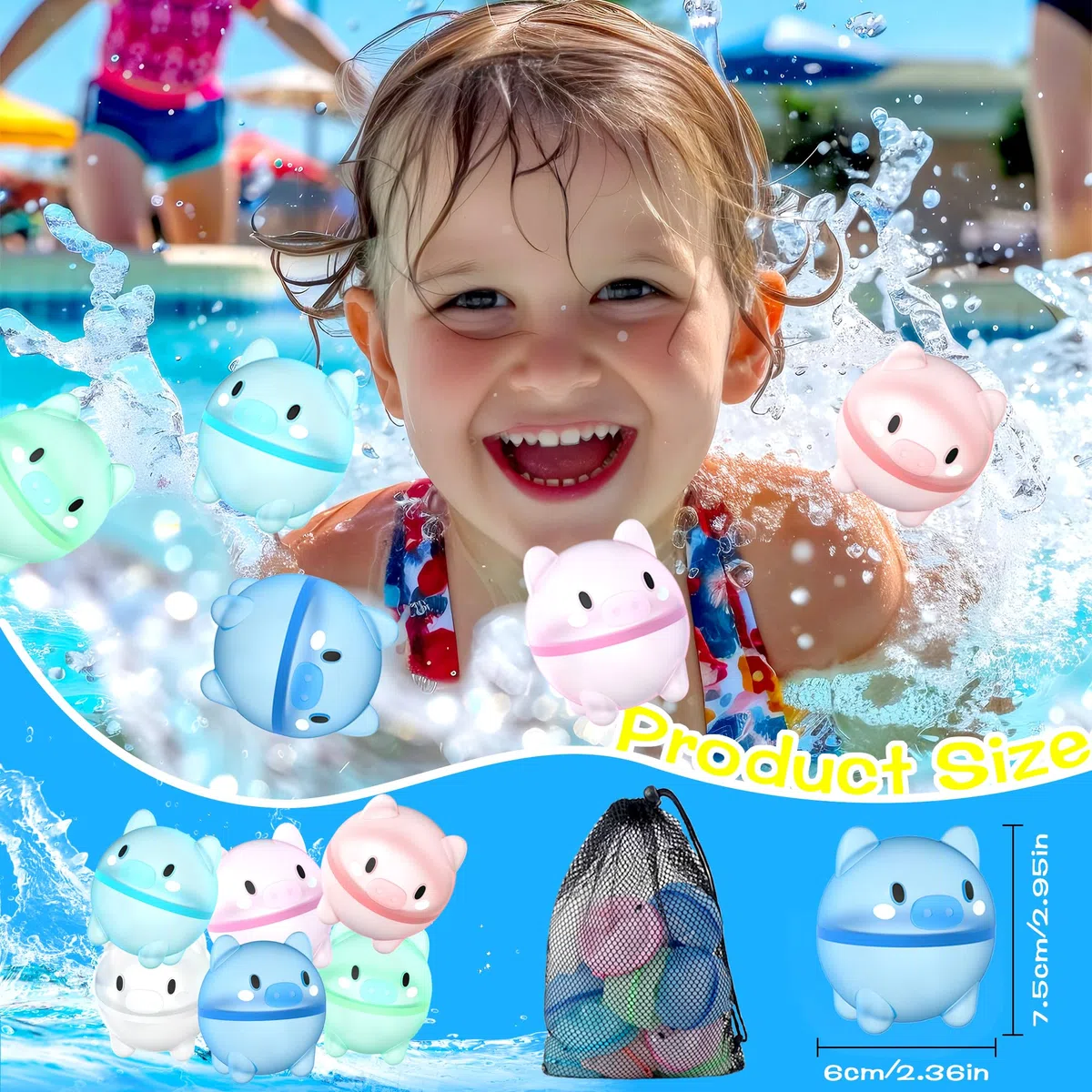 8/12/16 pcs Gavettoni Riutilizzabili, Giochi acqua Bambini, Giochi piscina bambini, Estivi per la Piscina, Spiaggia all'Aperto (8-pcs)