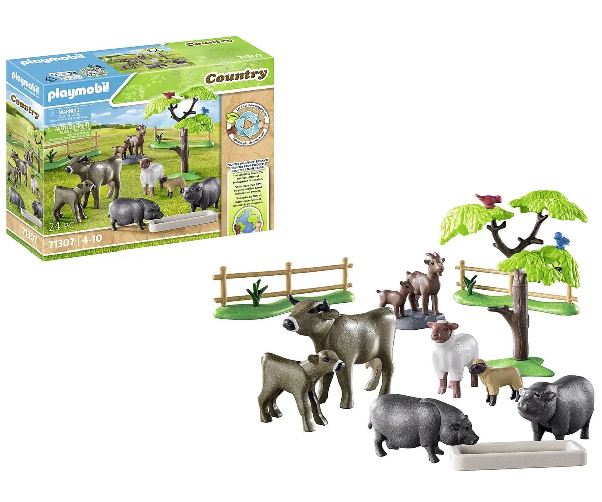 PLAYMOBIL Country 71307 Animali della Fattoria,con Adorabili Mucche, capre, Pecore e maiali vietnamiti, Giocattolo per Bambini dai 4 Anni in su
