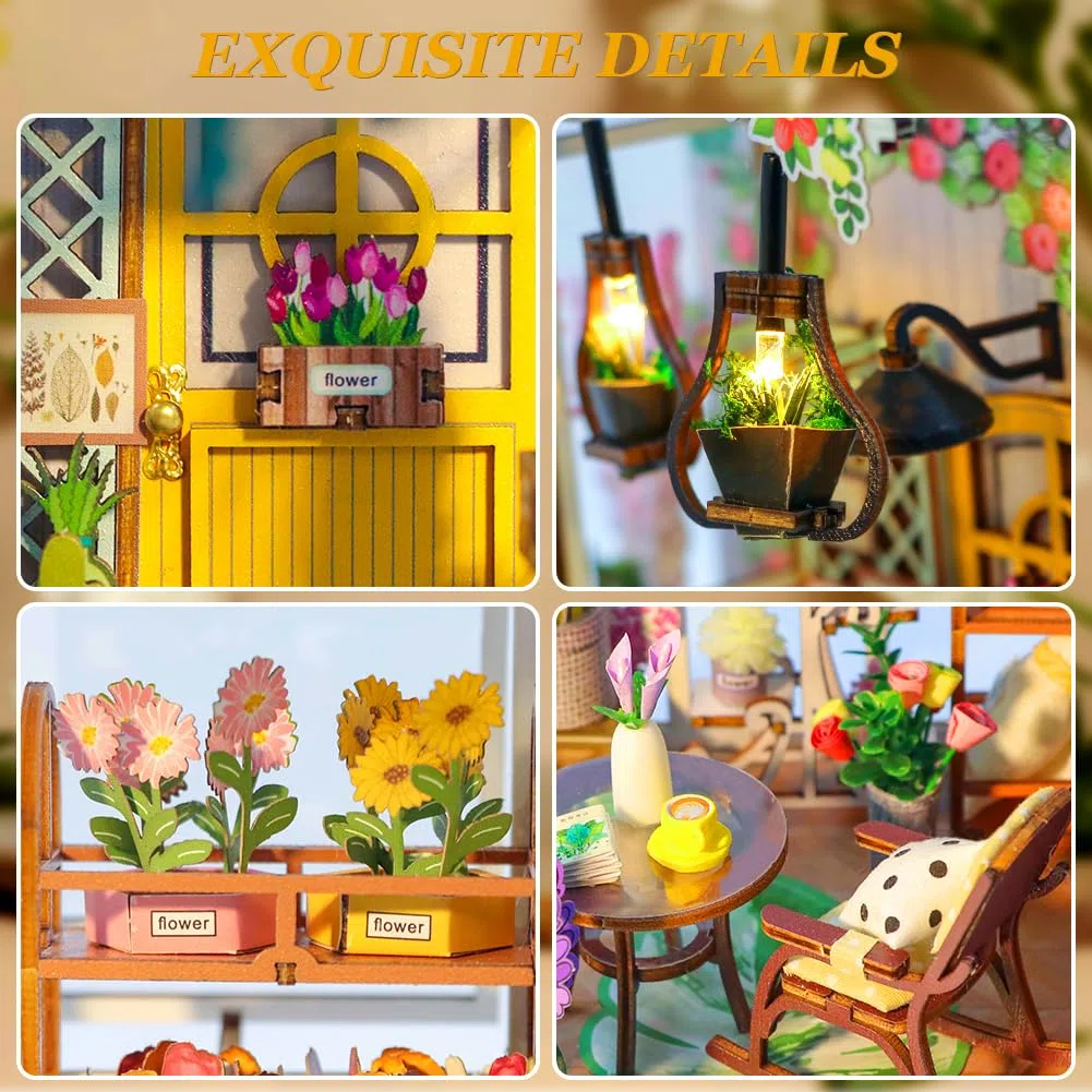 OSDUE Book Nook Kit, 9inch Kit per Casa Delle Bambole in Miniatura 3D, Set di Decorazione Della Libreria, Set di Costruzione di Modelli, Regalo di Natale Compleanno Modello di Casa Puzzle con Luci LED