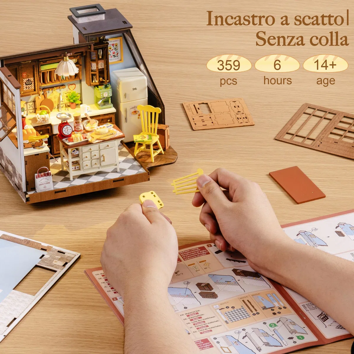 Rolife Miniature Casa - Kit Casa in Miniatura DIY Cucina da Forno, Modellismo da Costruire Adulti Casa delle Bambole in Legno Puzzle 3D per Adolescenti