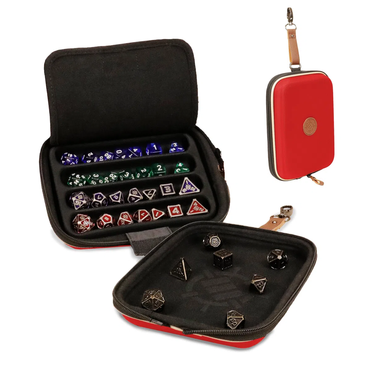 ENHANCE Designer Edition Vassoio per Dadi – Custodia ce porta dadi per 28+ con protezione EVA – Vassoio da lancio con supporto rimovibile, ideale per DnD e altri giochi RPG da tavolo (Rosso)