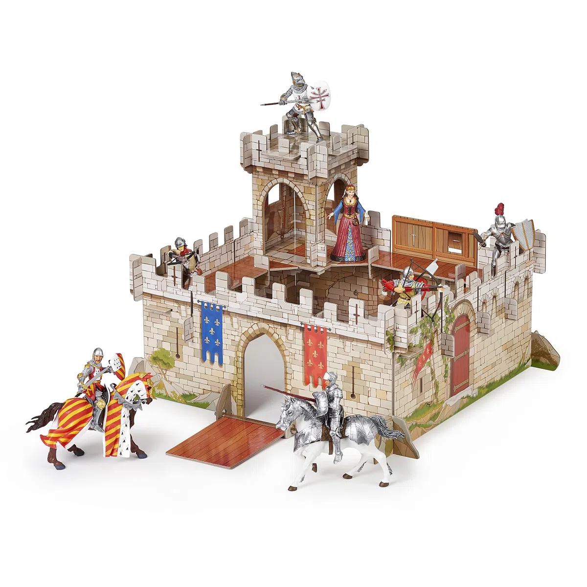 Papo - Il Castello del Principe Filippo - da 3 Anni - Decorazione Fantasy e Medievale - Figure Non Incluse - Dipinto a Mano - Idea Regalo - Castello Realistico - Educativo - 40cm x 26,5cm x 40cm