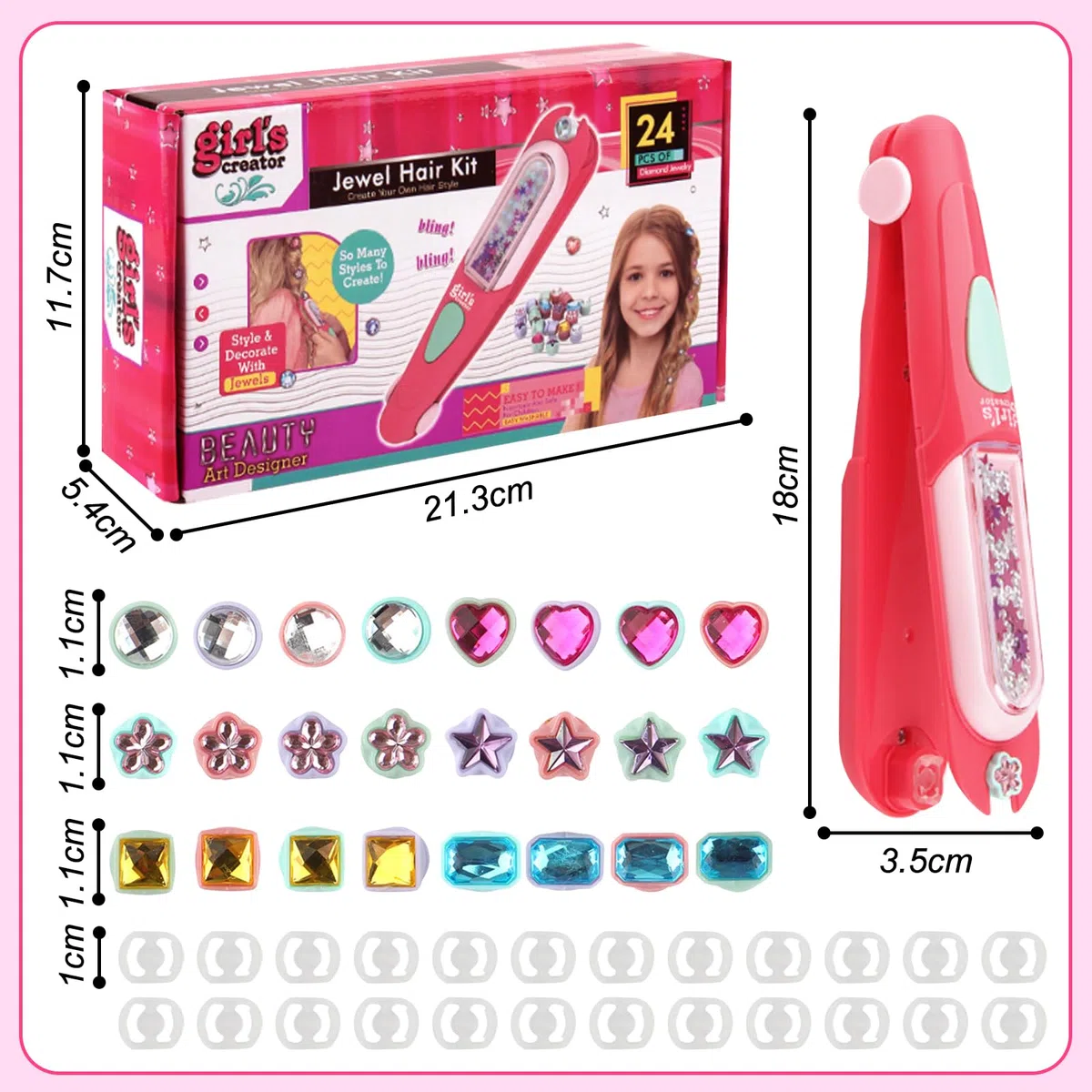 Kit di Bellezza per Capelli, Accessori per Capelli, Kit Gemme Capelli Giochi Bambina, Macchinetta Brillantini per Capelli, Regali Bambine 5 6 7 8 9 10 Anni, Regalo Compleanno Ragazza