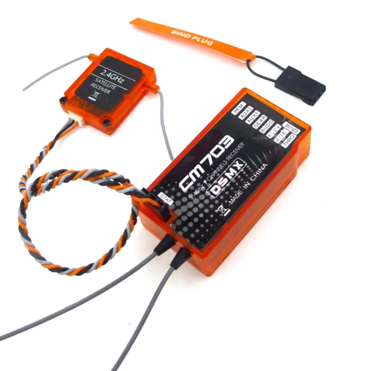 Ricevitore Orange CM703 7CH DSMX – Ricevitore RC a 7 canali da 2,4 GHz con uscita PPM/PWM (senza interferenze, compatibile con trasmettitori Spektrum/JR)