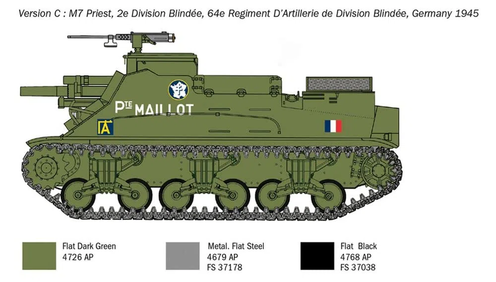 Italeri 6580 M7 Priest Gun Motor Carriage, Scala 1:35, Plastic Model Kit, Modello in plastica da Montare, modellismo, mezzi Militari
