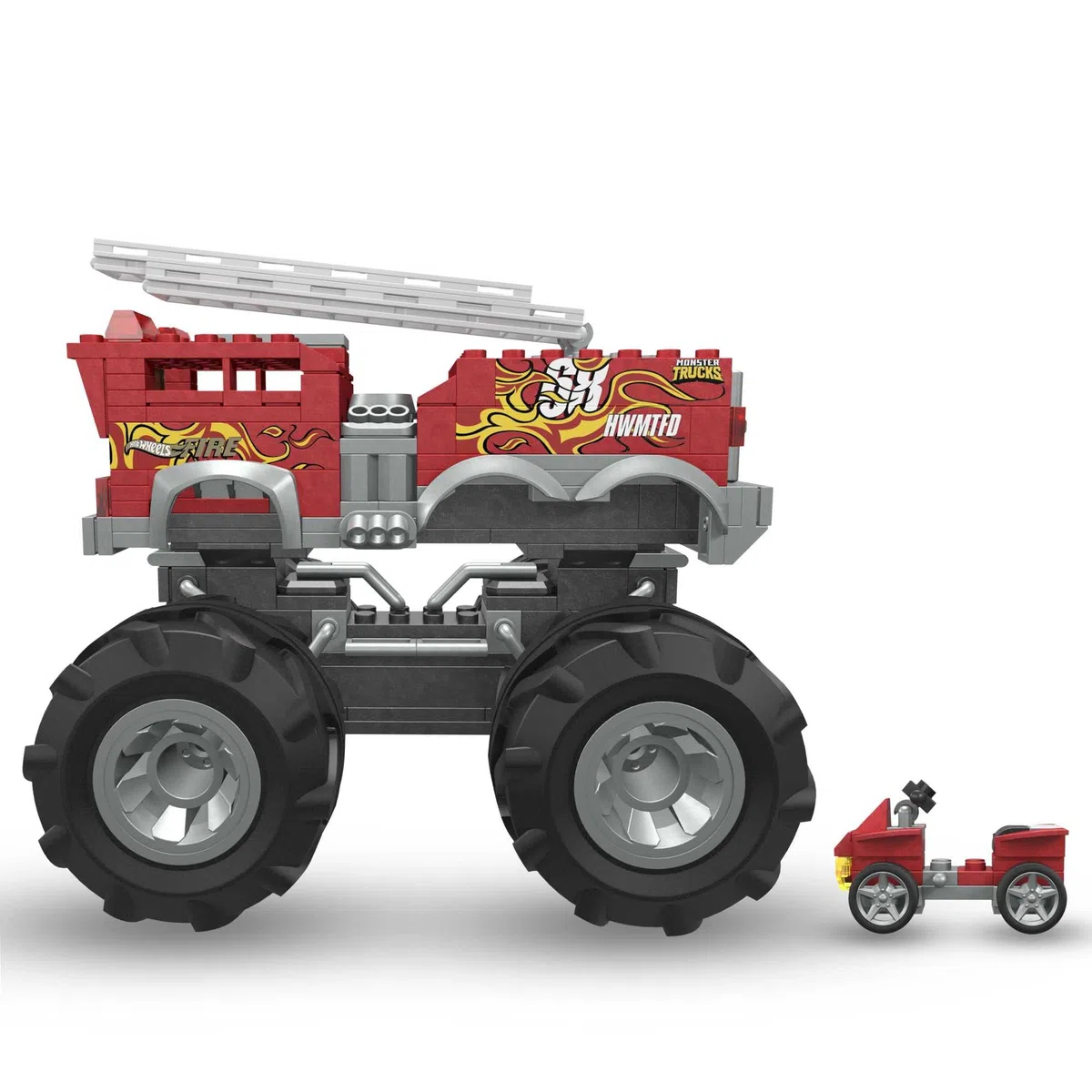 MEGA - MEGA Hot Wheels 5-Alarm Monster Truck set di costruzioni con 284 pezzi e 2 micro piloti, set regalo, Giocattolo per Bambini 5+ Anni, HHD19