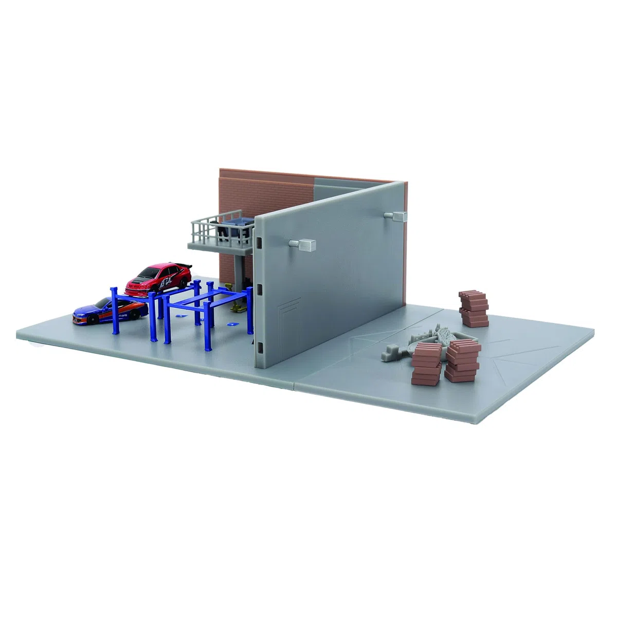 Jada, Fast & Furious Nano Palcoscenico Garage di Han, set di riprese a scala 4 cm, include 2 auto con carrozzeria in metallo, ruote libere e gomma, pareti rimovibili, +8 anni (9336403314R00)