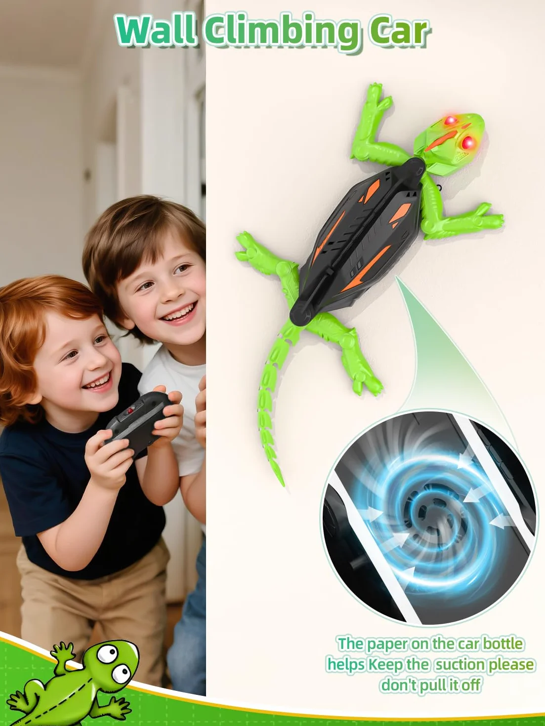Kssvzz Geco Telecomandato, Lucertola Telecomandata Ricaricabile Per Bambini, Si Arrampica Sui Muri Per Scherzi e Giochi, Giocattolo Telecomandato Regalo Per Bambini e Bambine Dai 3 Ai 12 Anni