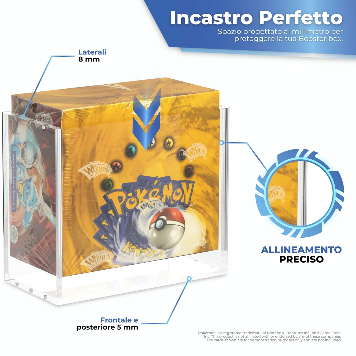 Protector Booster Box Pokémon in Plexiglass con Magneti N52 – Scatola Pokémon UV 99% Trasparente, Resistente e Impilabile