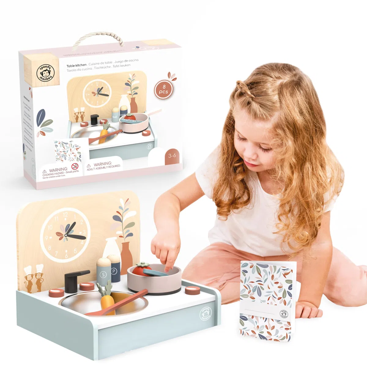 Speedy Monkey - Set Tavolo Cucina con 8 accessori - 30,5x25,5x24,5 cm