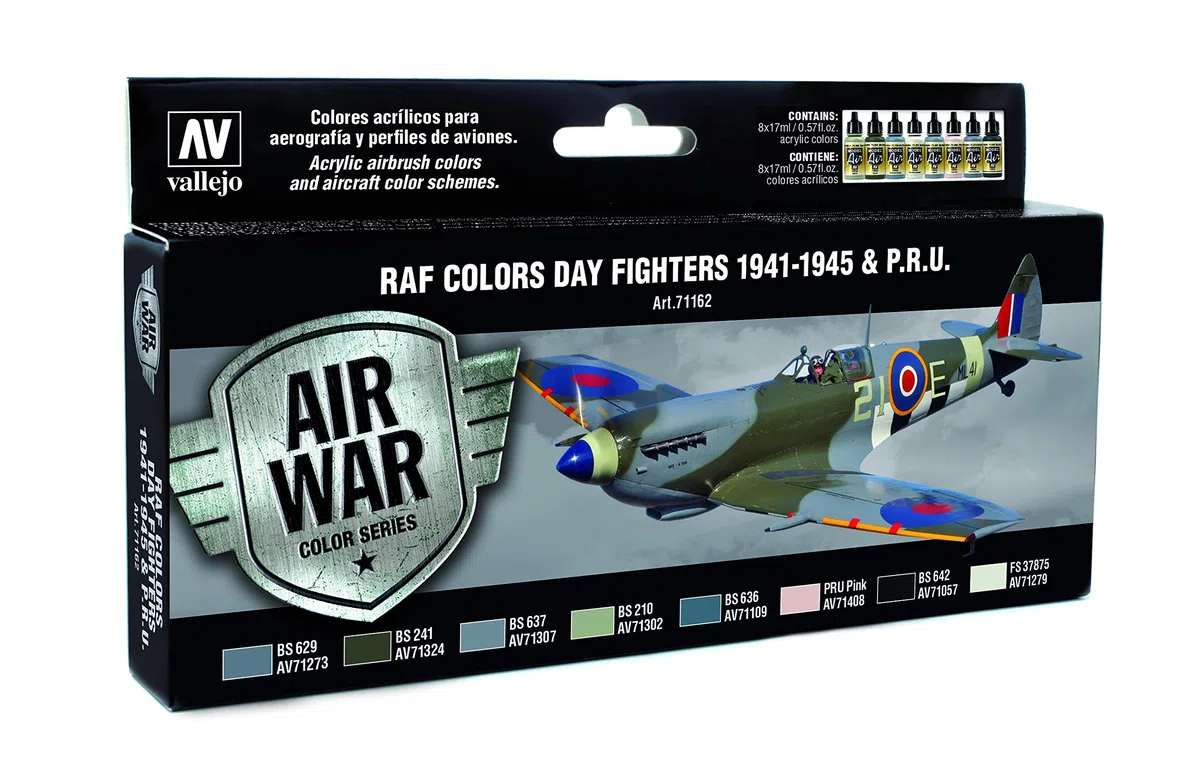 Vallejo Kit di Vernice acrilica per Aria WWII RAF Day Fighters, Colori Assortiti (Confezione da 8)