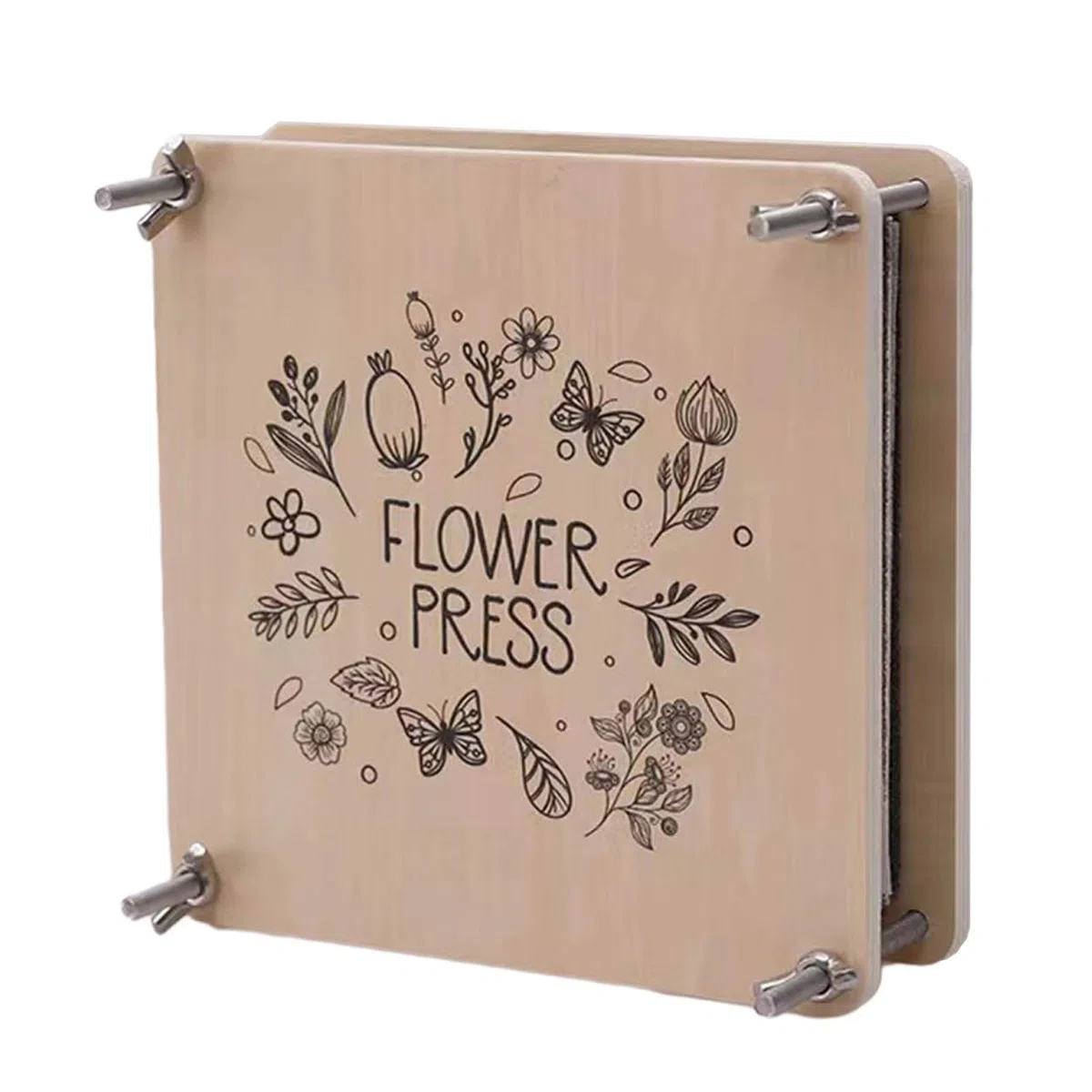 BOGEEL Pressa per fiori in legno per adulti e bambini, kit di stampa per fiori piccoli, stampa per foglie e piante, 18 x 18 cm
