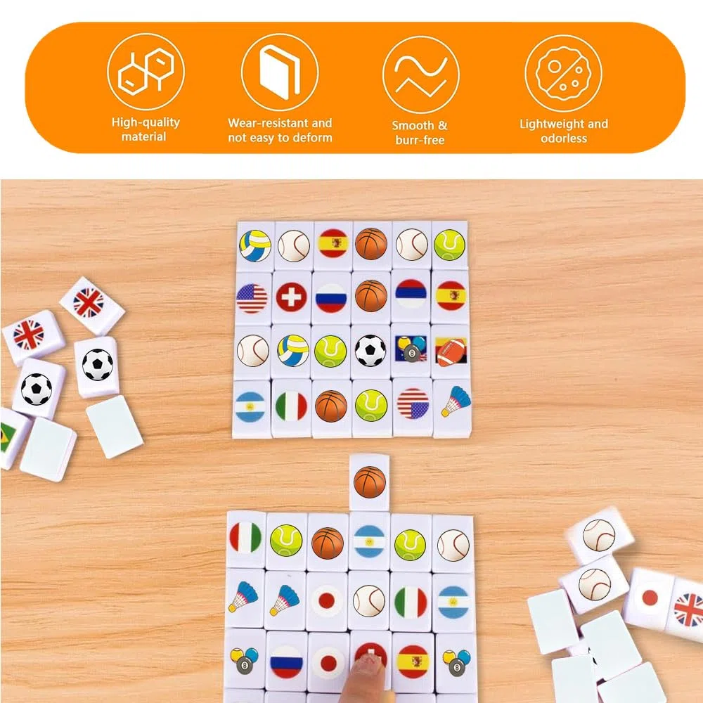 Seaside Escape Mahjong Set - 65 Tiles With Bandiere & Balls Pattern for Giochi da Tavolo - Mini Beach Game