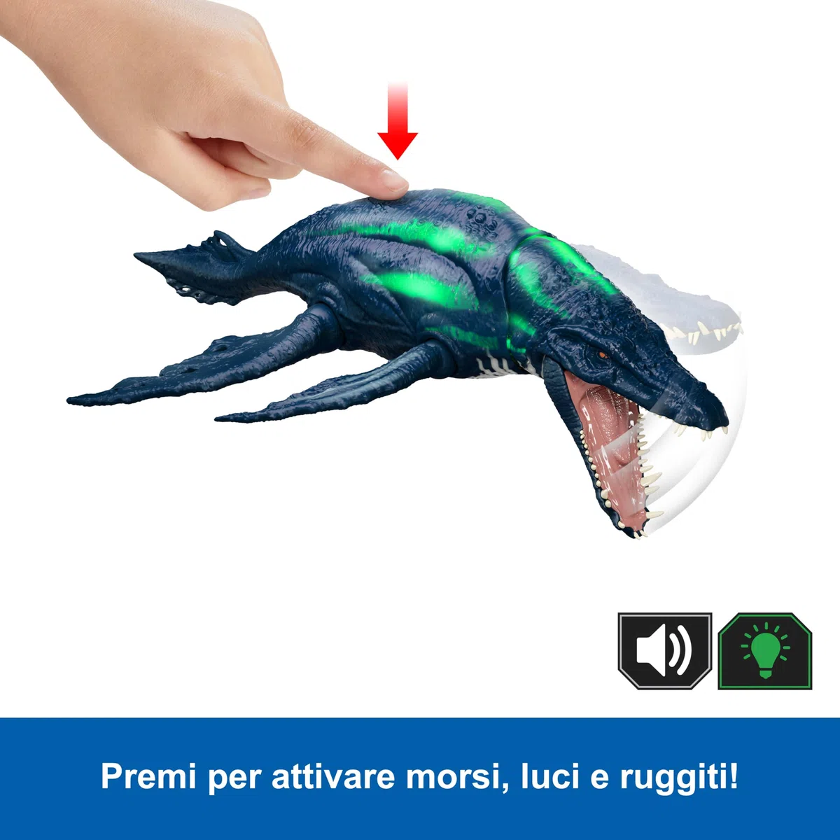 Mattel Jurassic World - Bracauchenio Ruggito Selvaggio, dinosauro snodabile con mandibola multidirezionale, mossa d'attacco e suoni inclusi, giocattolo per bambini, 4+ anni, JKL79