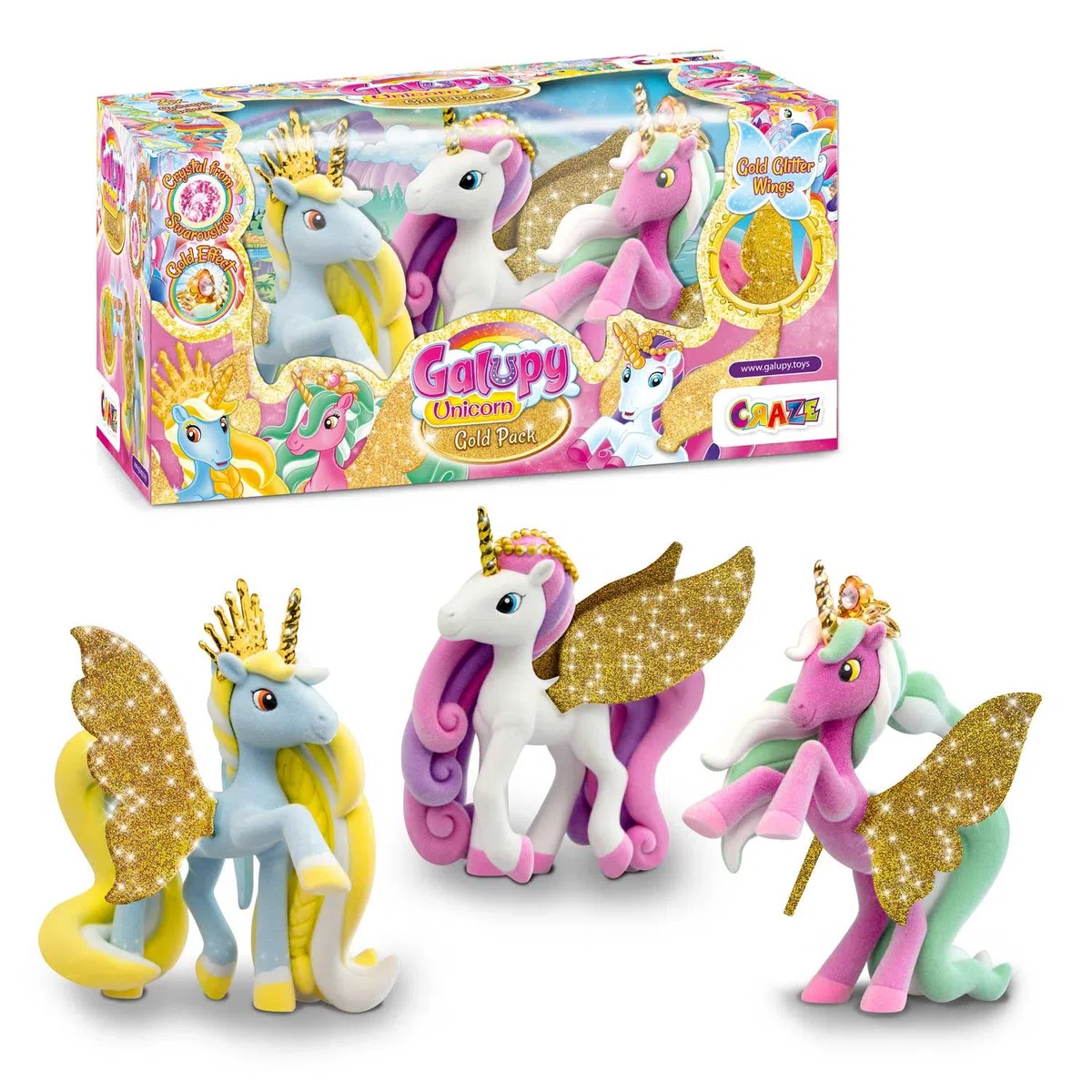 Galupy CRAZE Set di 3 Unicorno Bambina, Figure Unicorno da Collezione, 3 Unicorno Speciale, Giocattoli per Bambini 3 Anni