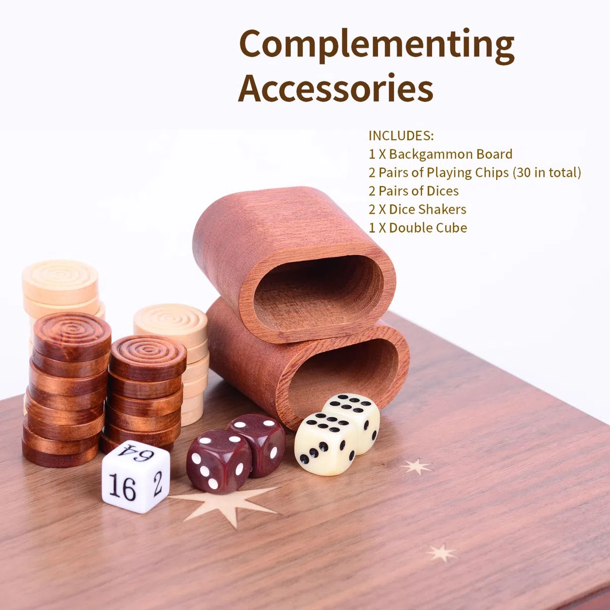 Syrace Set di Backgammon in Legno - Classico Gioco da Tavolo con Custodia da 15,7", Dimensioni Grandi, Pezzi Checker per Adulti e Bambini