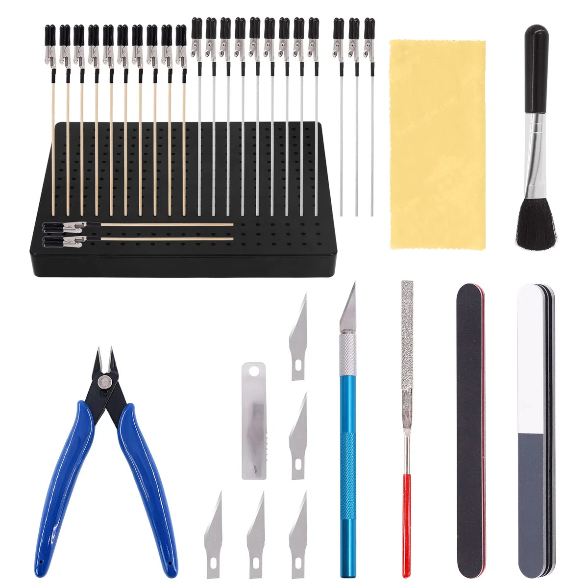Swpeet Strumenti di modellazione per supporto base per verniciatura a spruzzo aerografo 37Pcs Professional Painting Stand Base Holder y Gundam Modeler Herramientas básicas con Alligator Clip Sticks