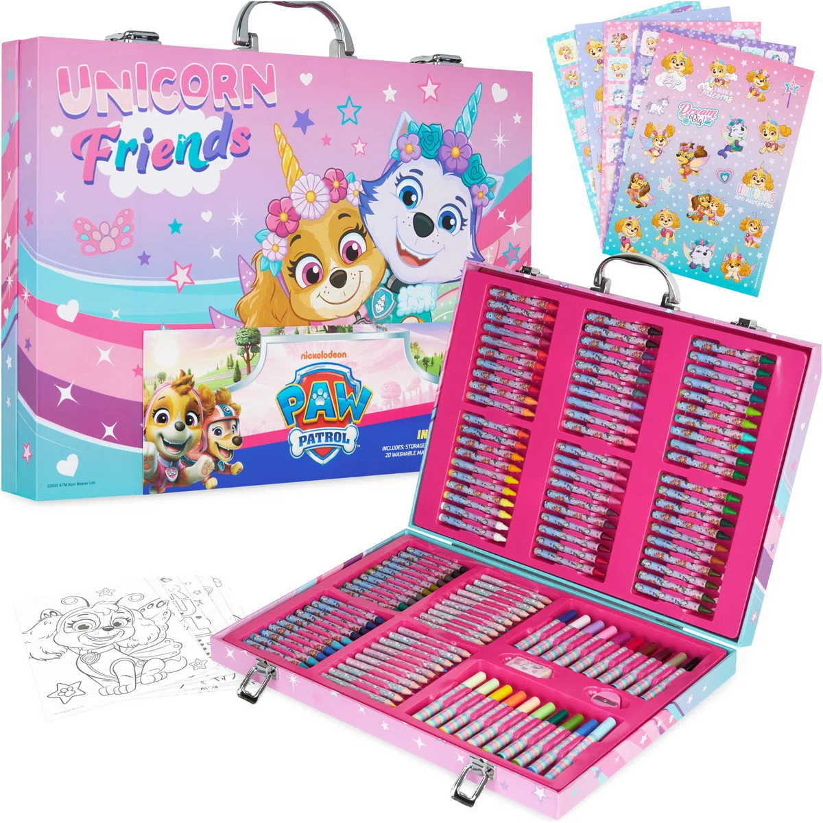 Get Trend Paw Patrol Set Creativo Bambini 137 Pezzi, Pastelli a Cera, Matite Colorate, Pennarelli Lavabili, Kit Disegno e Colorare con accessori per disegnare, Idea Regalo Bambina