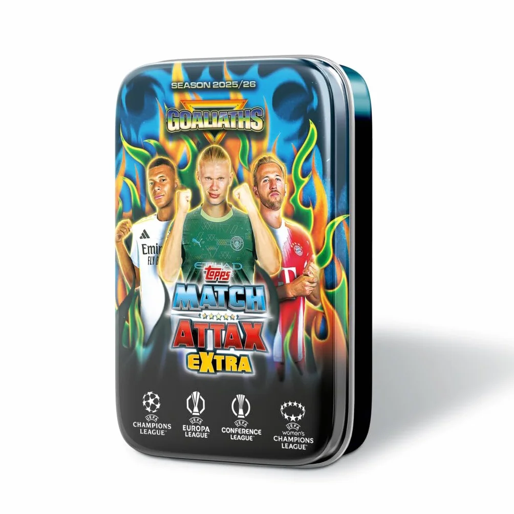 Topps UCC Match Attax Extra 2026 - Mega Tin - Goliaths - contiene 48 carte di cui 3 carte Goliaths LE.