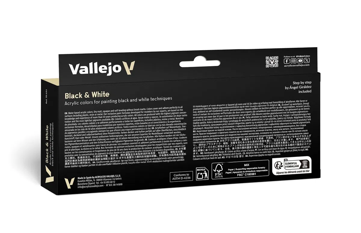 Vallejo Bianco e Nero - Kit Pittura Acrilica, Colori Assortiti