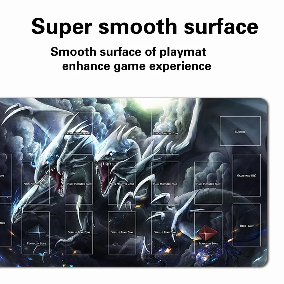 Tappetino da gioco da tavolo TCG + sacchetto senza regalo + con zone di carte, tappetino per tavolo da gioco di carte YGO, dimensioni 60 x 35 cm, compatibile con carte da collezione (YGO-G-10-JH)