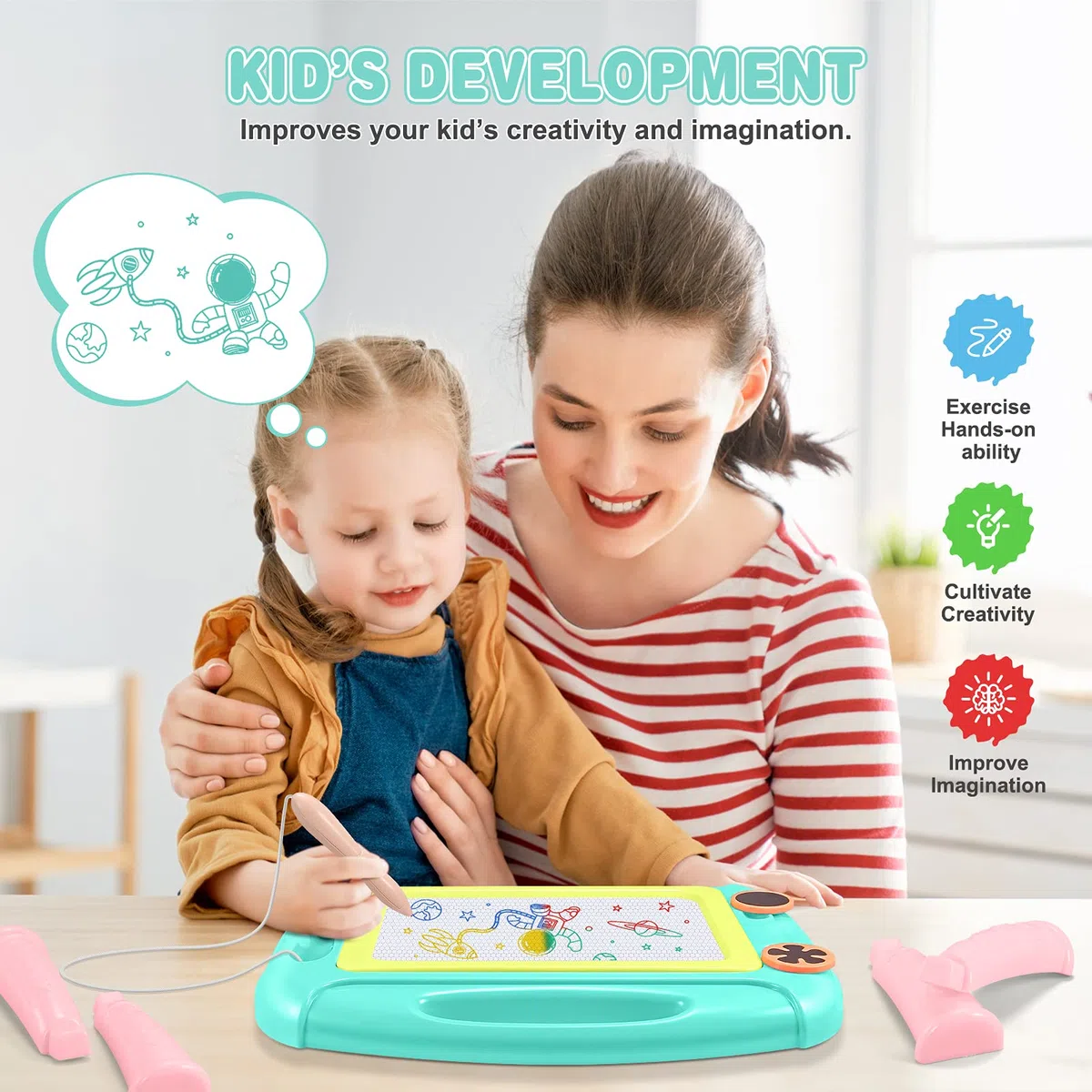 Tesoyzii Lavagna Magnetica per Bambini 1-4 Anni - Lavagnetta Cancellabile, Giochi Educativi e Regali di Natale