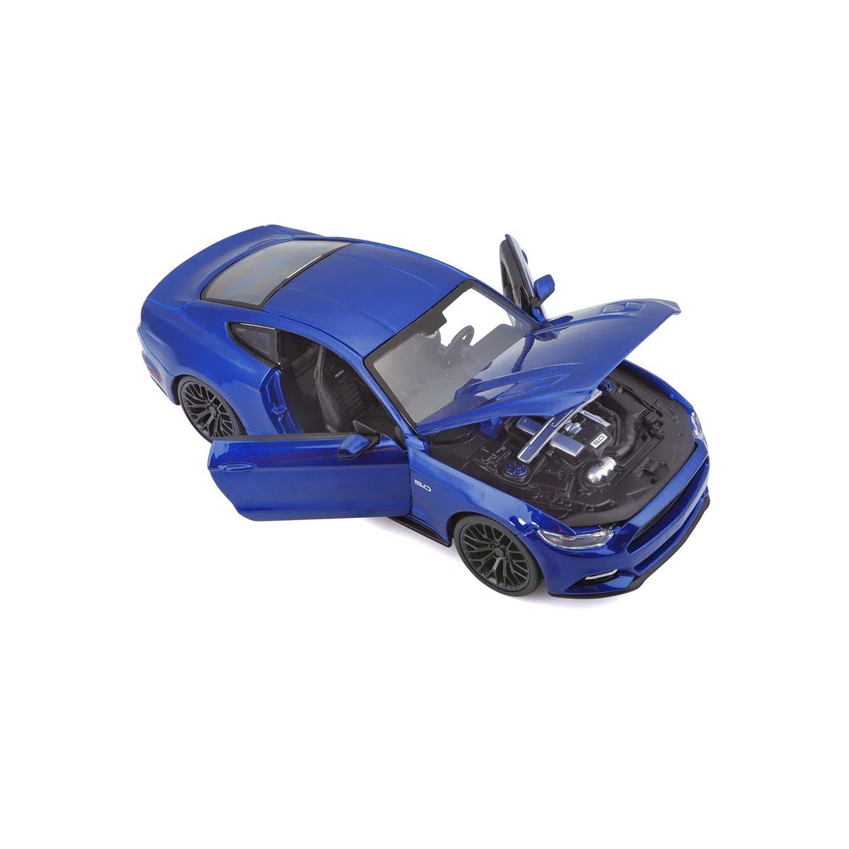 Maisto Ford Mustang GT (2015): modellino auto in scala 1:24, porte e cofano mobili, 20 cm, blu (531508B)