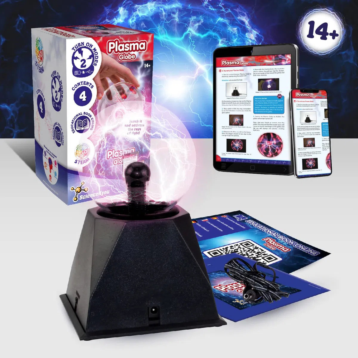Science4you Sfera al Plasma per Bambini 8+ Anni - Palla Elettrostatica Con Attivazione Tocco e Vocale, Lampada Decorativa - Giocattoli Scientifici