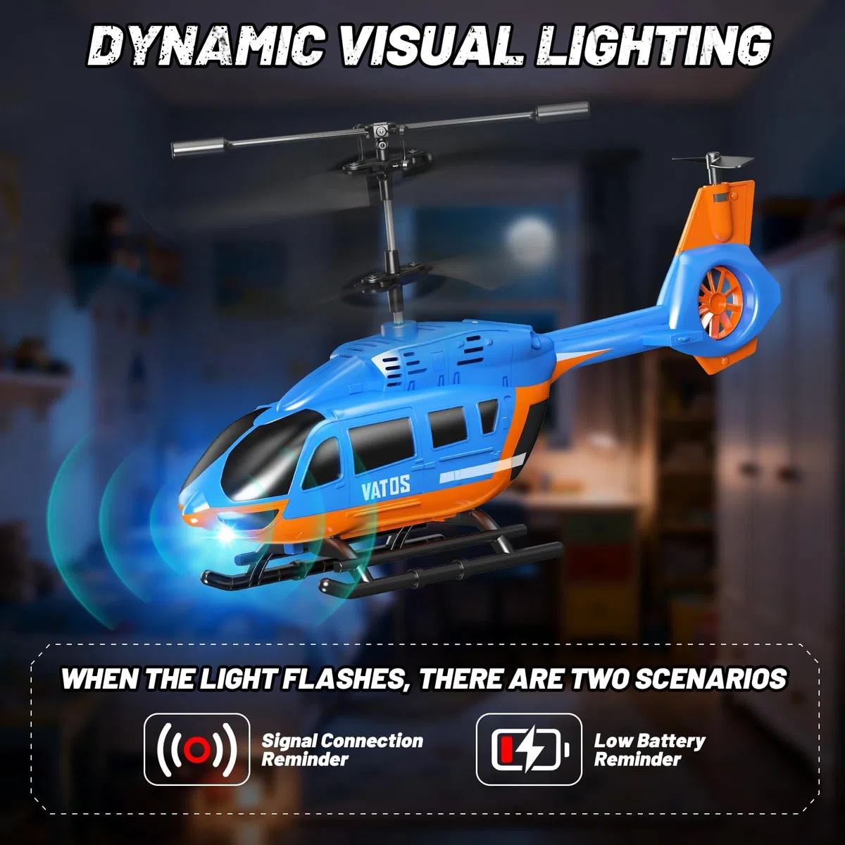 VATOS Elicottero RC 2.4G con Luci LED - Controllo Semplicissimo, Funzione Altitude Hold, Decollo/Atterraggio Automatico - Avviso Batteria Bassa - Regalo Per Bambini Principianti 10+ Anni