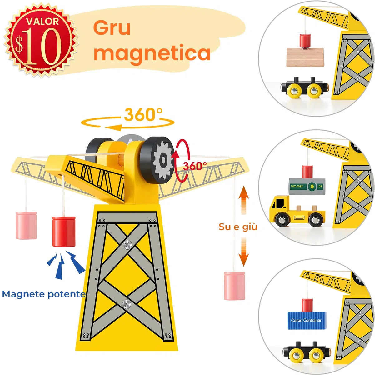 Tiny Land Set di 55 pezzi per gru e treni esclusivi, compatible con tutte le principali marche di treni in legno