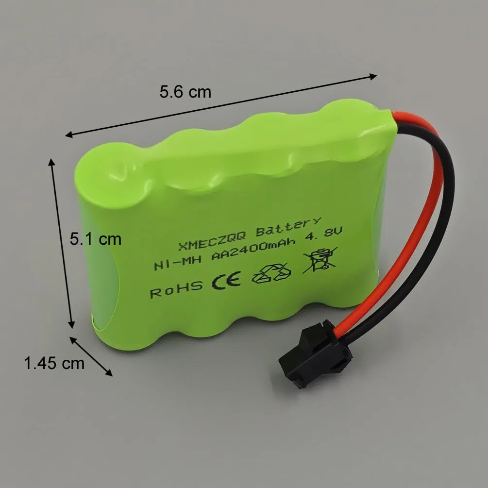 Batteria NiMH 4,8 V 2400 mAh, 2 batterie Backup RC con spina SM, adatta per giocattoli di controllo remoto come auto telecomandate, veicoli ingegneri radiocomandati, robot radiocomandati, ecc.